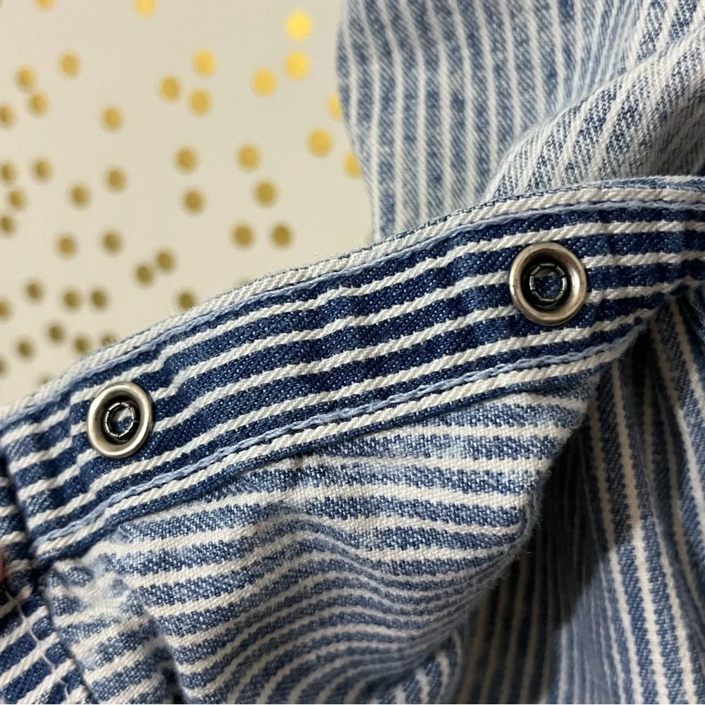 Vintage OshKosh B'gosh Kids Blue Hickory Stripe Overalls *WITH STAIN*